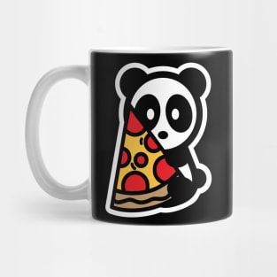 Panda Pizza Bambu Brand Bear Food Snack Hungry Cute Animal Zoo Bamboo Grass Black White Mug